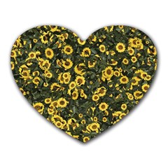 Sunflowers Yellow Flowers Flowers Digital Drawing Heart Mousepad by Simbadda