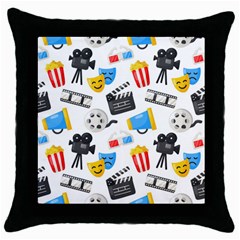 Cinema Icons Pattern Seamless Signs Symbols Collection Icon Throw Pillow Case (black) by Simbadda