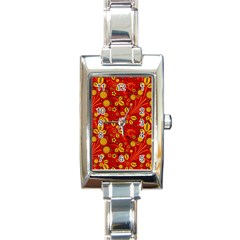 Seamless Pattern Slavic Folk Style Rectangle Italian Charm Watch by Simbadda