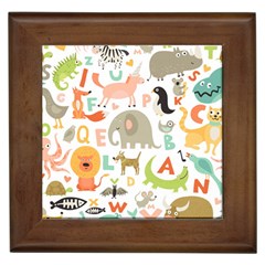 Children Alphabet Seamless Pattern Framed Tile by Simbadda