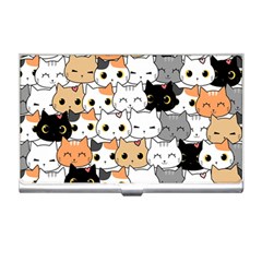 Cute Cat Kitten Cartoon Doodle Seamless Pattern Business Card Holder by Simbadda