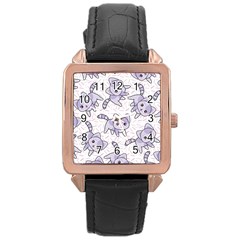 Cats Pattern Design Rose Gold Leather Watch  by Simbadda