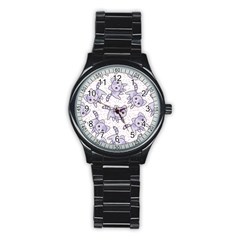 Cats Pattern Design Stainless Steel Round Watch by Simbadda