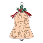 Cat Background Metal Holly Leaf Bell Ornament Front