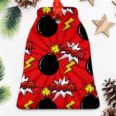 Pop Art Comic Pattern Bomb Boom Explosion Background Bell Ornament (two Sides) by Simbadda