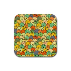 Seamless Pattern With Doodle Bunny Rubber Coaster (square)