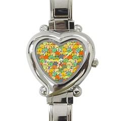 Seamless Pattern With Doodle Bunny Heart Italian Charm Watch by Simbadda