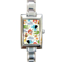 Seamless Pattern Vector With Animals Cartoon Rectangle Italian Charm Watch by Simbadda