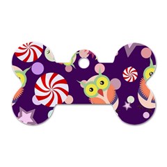Owl Pattern Background Dog Tag Bone (two Sides) by Simbadda