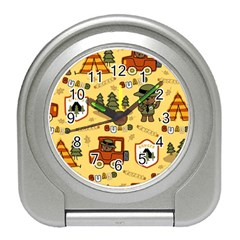 Seamless Pattern Funny Ranger Cartoon Travel Alarm Clock by Simbadda