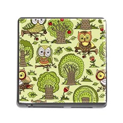 Seamless Pattern With Trees Owls Memory Card Reader (square 5 Slot) by Simbadda