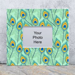 Lovely Peacock Feather Pattern With Flat Design White Wall Photo Frame 5  X 7  by Simbadda