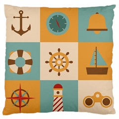 Nautical Elements Collection Large Premium Plush Fleece Cushion Case (two Sides) by Simbadda