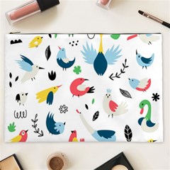 Vector Set Isolates With Cute Bird Scandinavian Style Cosmetic Bag (xxl)