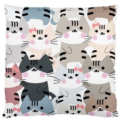 Cute Cat Couple Seamless Pattern Cartoon Large Cushion Case (one Side) by Simbadda