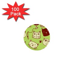 Cute-hand-drawn-cat-seamless-pattern 1  Mini Buttons (100 Pack) 