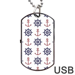 Nautical-seamless-pattern Dog Tag Usb Flash (two Sides) by Simbadda