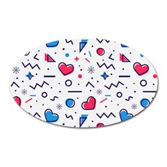 Hearts-seamless-pattern-memphis-style Oval Magnet by Simbadda