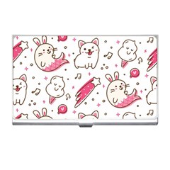 Cute-animals-seamless-pattern-kawaii-doodle-style Business Card Holder by Simbadda