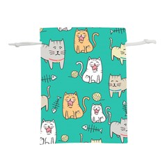 Seamless-pattern-cute-cat-cartoon-with-hand-drawn-style Lightweight Drawstring Pouch (s) by Simbadda