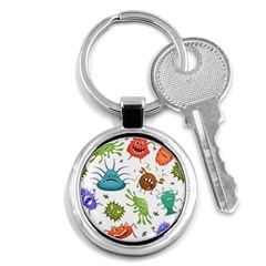 Dangerous-streptococcus-lactobacillus-staphylococcus-others-microbes-cartoon-style-vector-seamless-p Key Chain (round) by Simbadda