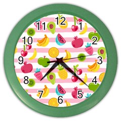 Tropical-fruits-berries-seamless-pattern Color Wall Clock