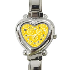 Lemon-fruits-slice-seamless-pattern Heart Italian Charm Watch by Simbadda