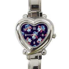 Owl-pattern-background Heart Italian Charm Watch by Simbadda