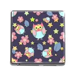 Owl-stars-pattern-background Memory Card Reader (square 5 Slot) by Simbadda