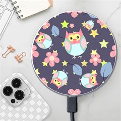 Owl-stars-pattern-background Wireless Fast Charger(white) by Simbadda