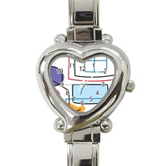 Sketch Line Art Doodles Design Heart Italian Charm Watch by Grandong