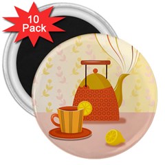 Tea Pot Cup Drawing 3  Magnets (10 Pack)  by Grandong