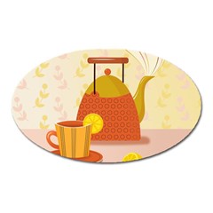 Tea Pot Cup Drawing Oval Magnet by Grandong