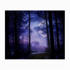 Moonlit A Forest At Night With A Full Moon Small Glasses Cloth (2 Sides) by Proyonanggan