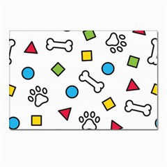 Dog Paw Seamless Pattern Footprint Bone Postcards 5  X 7  (pkg Of 10) by Bangk1t