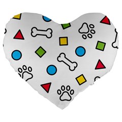 Dog Paw Seamless Pattern Footprint Bone Large 19  Premium Heart Shape Cushions by Bangk1t