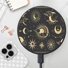 Asian-set With Clouds Moon-sun Stars Vector Collection Oriental Chinese Japanese Korean Style Wireless Fast Charger(black) by Bangk1t