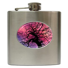 Trees Silhouette Sky Clouds Sunset Hip Flask (6 Oz) by Bangk1t