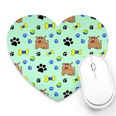 Dog Pattern Seamless Blue Background Scrapbooking Heart Mousepad by pakminggu