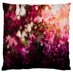 Pink Flower Large Cushion Case (one Side)