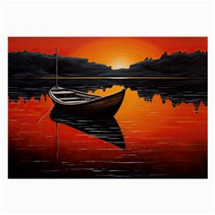 Boat Sunset Lake Water Nature Large Glasses Cloth