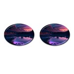 Lake Mountain Night Sea Flower Nature Cufflinks (Oval) Front(Pair)