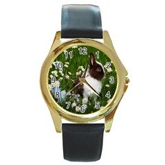 Rabbit Round Gold Metal Watch