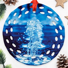 Water Blue Wallpaper Ornament (round Filigree)