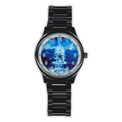 Water Blue Wallpaper Stainless Steel Round Watch by artworkshop