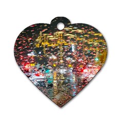 Water Droplets Dog Tag Heart (one Side)