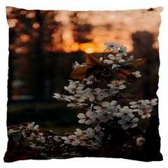 White Flower Standard Premium Plush Fleece Cushion Case (one Side) by artworkshop