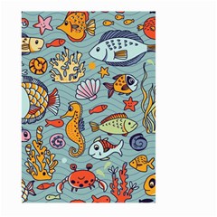 Cartoon Underwater Seamless Pattern With Crab Fish Seahorse Coral Marine Elements Large Garden Flag (two Sides) by Grandong