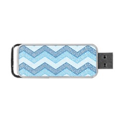 Seamless Pattern Of Cute Summer Blue Line Zigzag Portable Usb Flash (one Side)