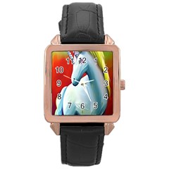 Unicorn Design Rose Gold Leather Watch  by Trending